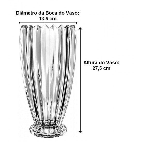 Vaso Vidro 27,5cm de Altura por 13,5cm de Diâmetro